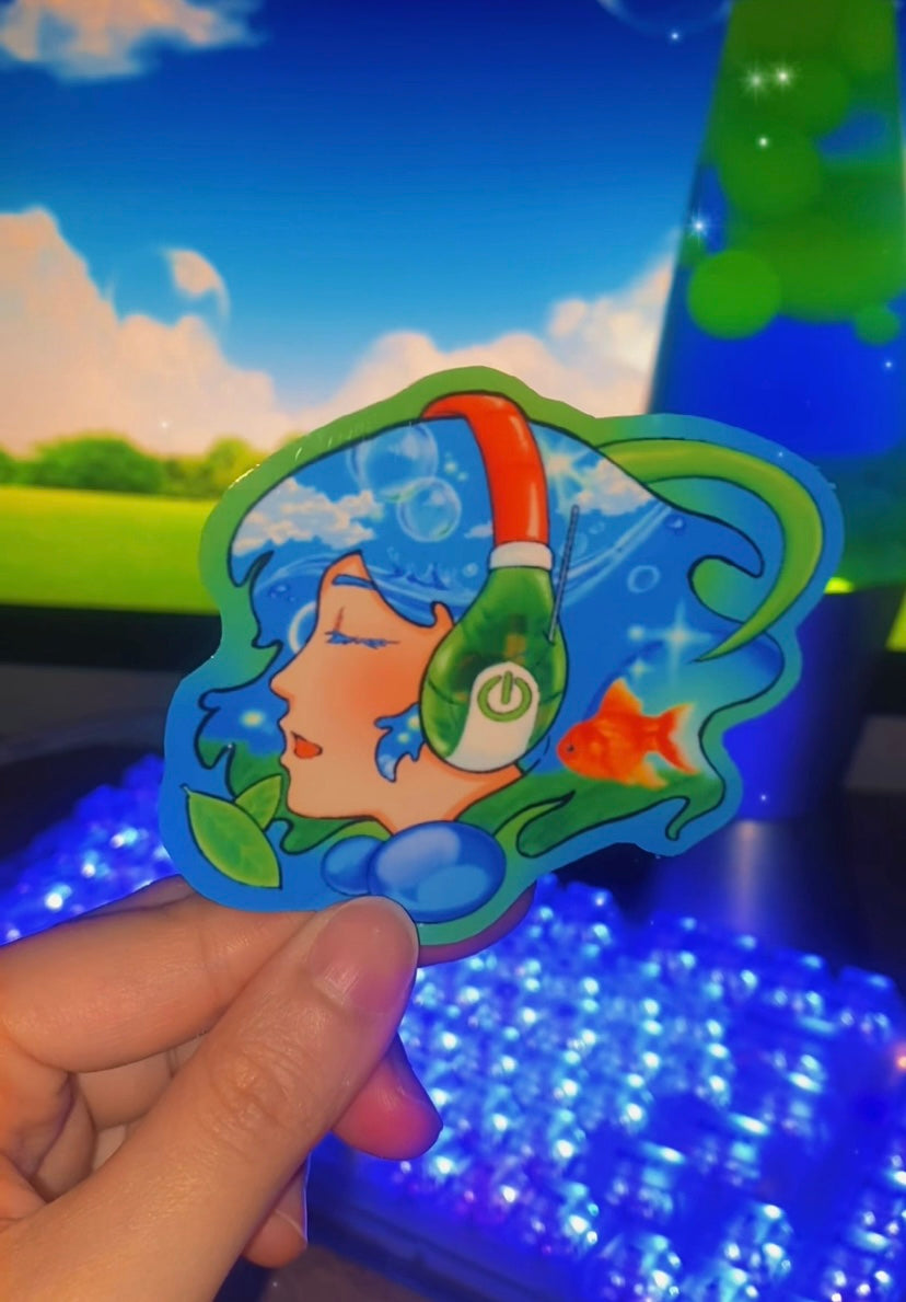 Frutiger aero girl Sticker